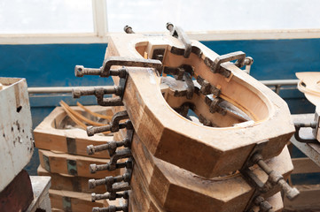 factory for the production of bent wood products. Tools for processing and gluing. Manufacture of...