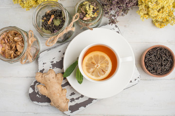 herbs with tea