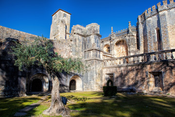 Fototapeta na wymiar Christ Convent cloister, showing the manuelin style. Tomar, Portugal.
