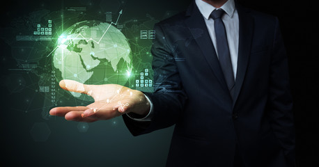 Global internet using concept with businessman