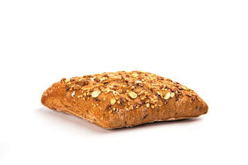 Fresh bread isolated on white background. Homemade bread.