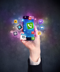 hand holding smartphone