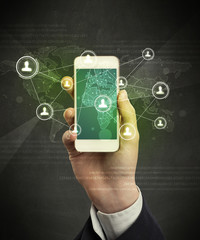 hand holding smartphone