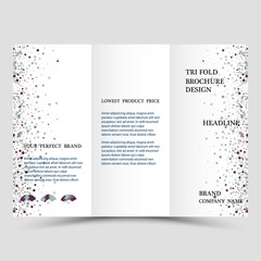 Three fold business brochure template, corporate flyer or cover design in blue colors.