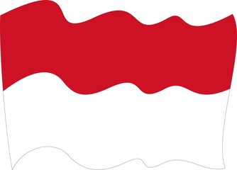 waves Flag of Indonesia-llustration Indonesia flag waving Isolated on White Background,vector