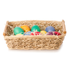 Easter color eggs in the basket