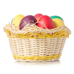Easter color eggs in the basket