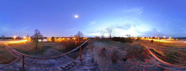 Panorama 360 - A view from the roof of the bunker on Ugory Street in Toruń. Poland 2012 - obrazy, fototapety, plakaty