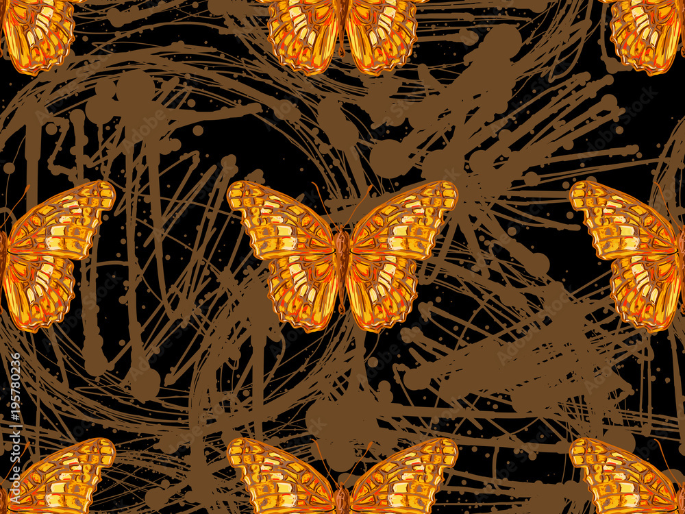 Aufkleber butterfly. seamless pattern of butterflies. endless colorful texture vector background. perfect for 