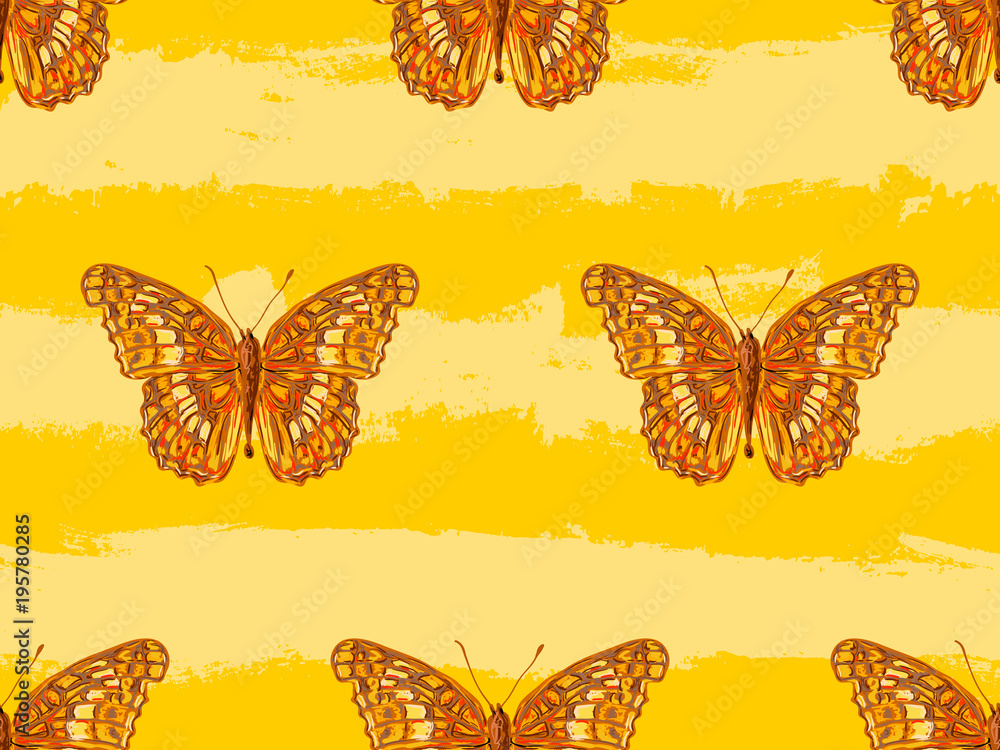 Poster butterfly. seamless pattern of butterflies. endless colorful texture vector background. perfect for 