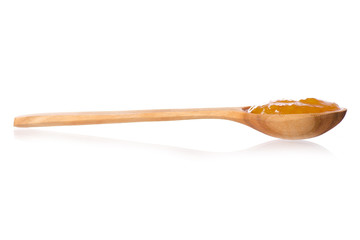 Wooden spoon orange jam apricot peachy