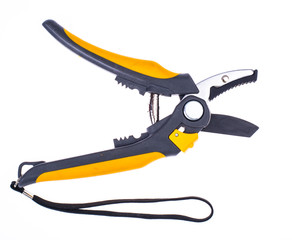 Metal secateur for branches, isolated on white background