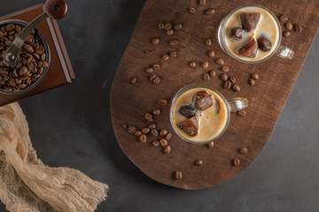 Iced coffee in glass jars