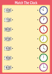 match the clocks, kids learn to read analog clocks with this matching math game, worksheet