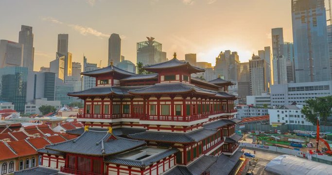 Buddha Tooth Relic Temple Of Singapore, 4K Timelapse Movie