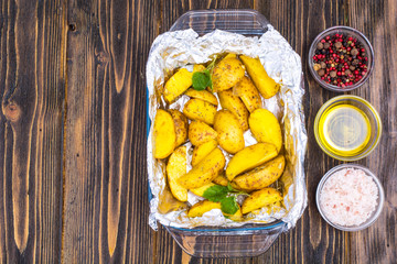 Potato slices for baking in the oven