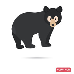 Black bear color flat icon