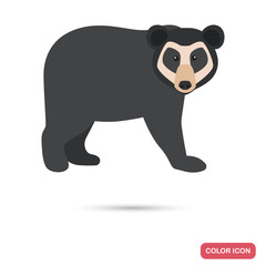 Obraz na płótnie Canvas Spectacled bear color flat icon