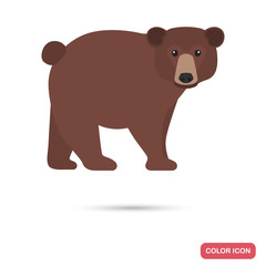 Obraz na płótnie Canvas Brown bear color flat icon