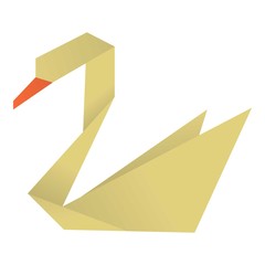 Origami swan icon, cartoon style
