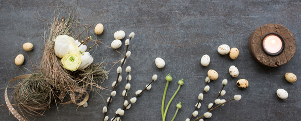 Easter decoration on a stone plate