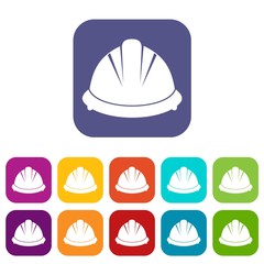 Construction helmet icons set