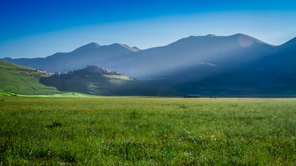 Stunning dawn in the Castelluccio, Umbria, Italy