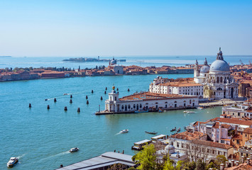 Panoramic aerial cityscape view to Venice in Italy