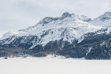 Surlej, Engadin, Oberengadin, Silvaplanersee, Silvaplana, Winter, Wintersport, Langlauf, Langlaufkurs, Winterwanderweg, Bergbahn, Alpen, Graub&uuml;nden, Schweiz