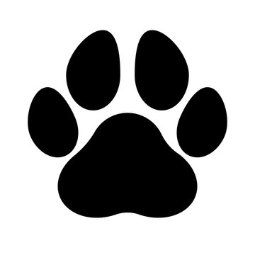 Paw Print Black Silhouette, Isolated.