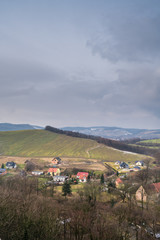 Fototapeta na wymiar Bolkow town suburb and rural landscape
