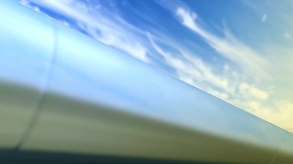 Loop - walking along a pipeline under evening sky