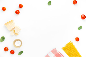 Arranged ingredients for delicious pasta