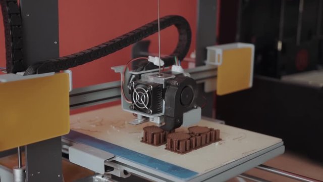 Close up of 3d printer in use