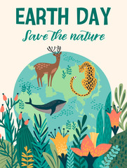 Earth Day. Vector design for card, poster, banner, flyer.