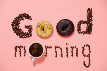 good morning, donuts and coffee