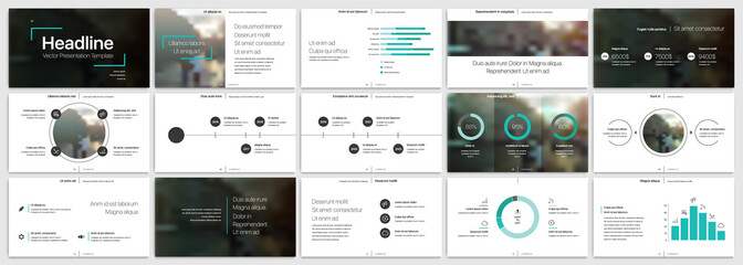 Green presentation templates elements on a white background. Vector infographics. Use in Presentation, flyer and leaflet, corporate report, marketing, advertising, annual report, banner.
