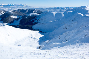 Fototapeta na wymiar Chopok freeride zone, freeride skiing, Jasna, Low Tatras, Slovakia