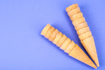 Crispy waffle cones for cream, ice cream