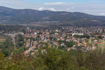 Fototapeta na wymiar Panoramic view of town of Zemen, Pernik Region, Bulgaria