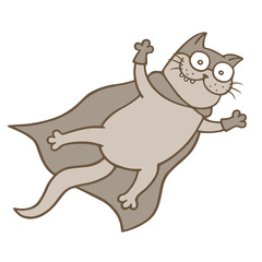 Cute flying super cat in the sky. Vector illustration
