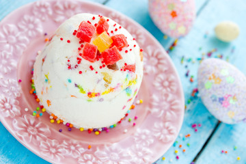 Easter dessert paskha with dried fruits