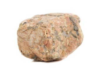 Single natural stone on white background, close-up