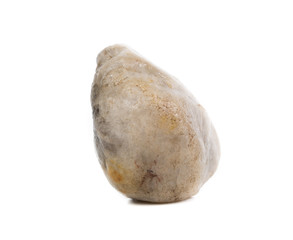 Single natural stone on white background, close-up