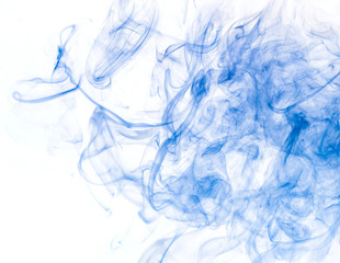 Blue smoke on white background