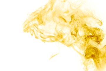 Yellow smoke on white background