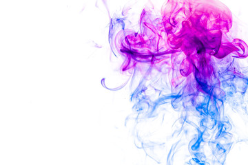 Colored smoke on white background