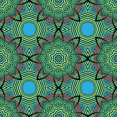 Seamless striped vector pattern with tribal and ethnic motifs