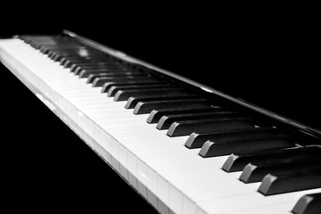 Naklejka premium Piano keyboard background musical instrument