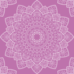 Seamless pattern with mandala ornament. Hand drawn vector illustration